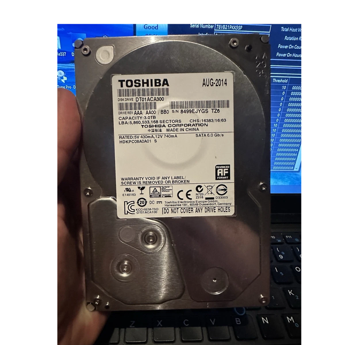 Toshiba Internal Hard Disk Drives 3 TB Storage Capacity for sale