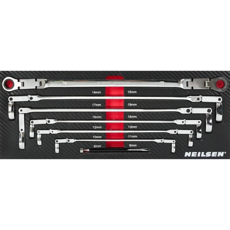 TopHomer 19mm Tubing Wrench Ratel Flex-Head Metrische Olie Flexibele Dubbele Open End-Wrench Spiegel Polish Ratchet Flare Moer Sleutel voor Handgereedschap