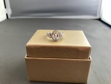 AQUAMARINE AND ZIRCON STERLING SILVER RING SIZE 7