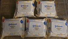 5 Pks Johnson's Baby Hand And Face Sanitizing Wipes For Travel 25 ea K82 