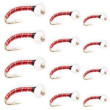 1 doz (12) - Ice Cream Cone Chironomid 12 Pack – Red – Sizes 12–18 – Trout Flies