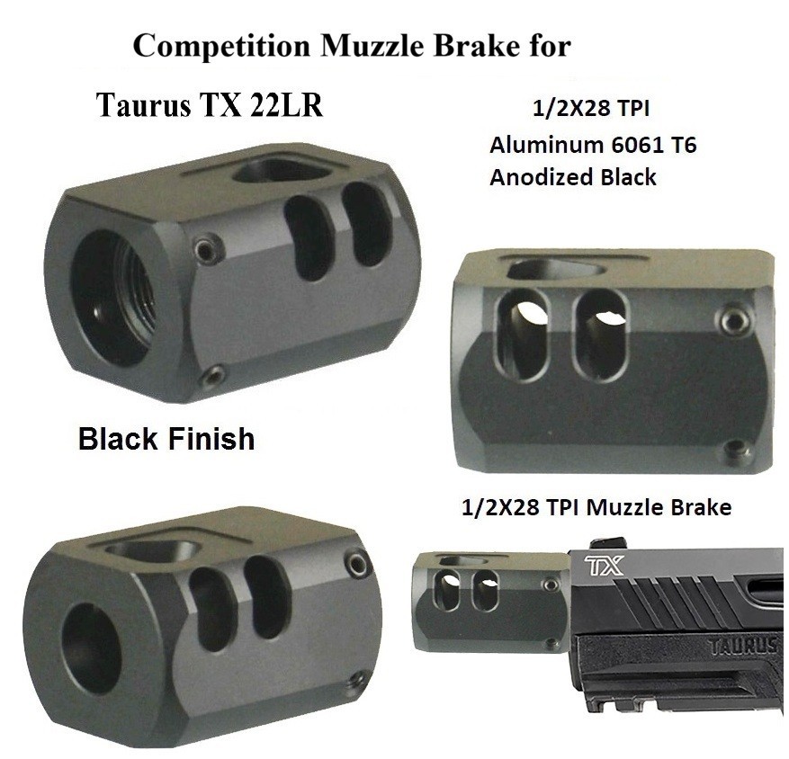 1/2x28 1/2-28 TPI Muzzle Brake Compensator For Taurus TX22-22LR