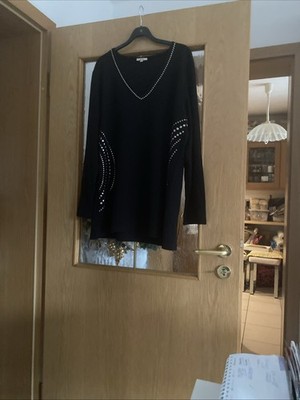 Boutique Pullover Schwarz Neu Seitlich Mit Strass Und Auch Am Ausschnitt