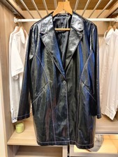 ASOS COAT JACKET UK 16 BLACK PU COATED SHINY TRENCH LINED SINGLE BUTTON WOMENS
