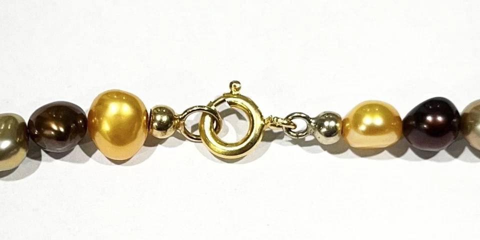 Perlenkette, Süßwasserperlen, Gefärbt, 50 cm lang, ca. 5-6 mm breit, Federring - Bild 3 von 3