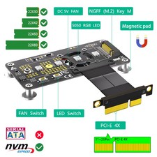 3-in-1 M.2 NVMe SSD to PCI-E 4X 10CM Cable w/ Cooling Fan Auto Color LED