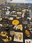 Vintage Costume Jewelry Lot Brooches Earrings Necklaces Rhinestone Mixed