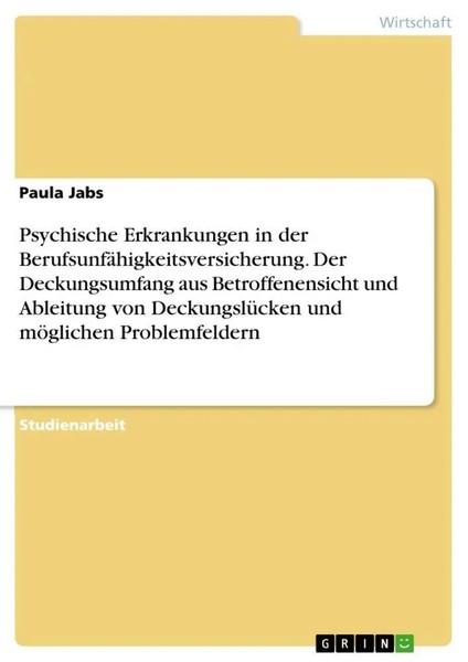Psychische Erkrankungen In Der BerufsunfäHigkeitsversicherung. Der...-image