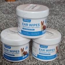 Qty-3 New Sealed TZQPOKUT EAR WIPES DOGS CAT 50 ct