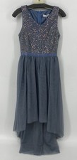Bery Love Womens Sleeveless A-Line Blue Sequin Accent Mesh like Dress XS NWT