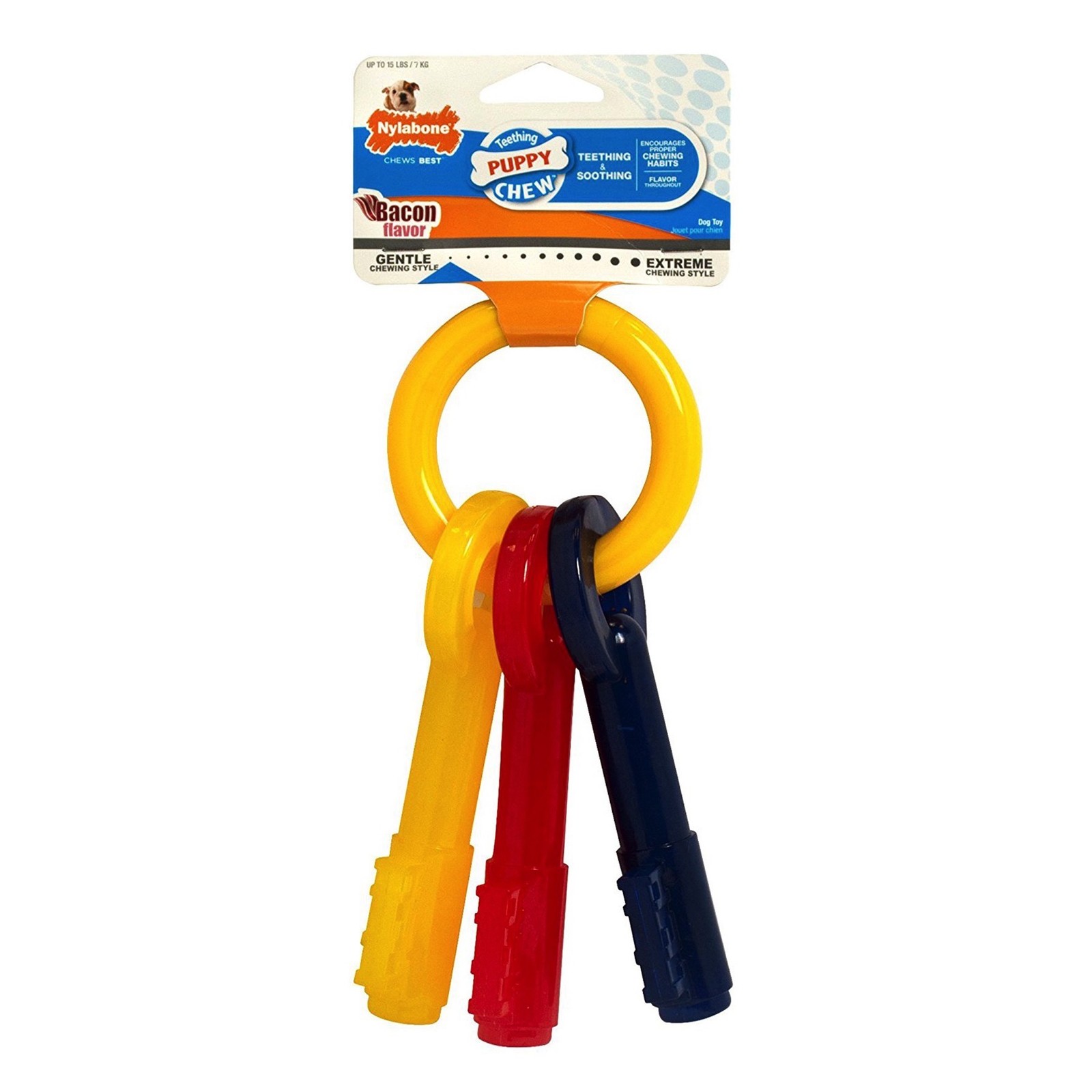 Nylabone Puppy Teething Key Ring X-Small  Bacon Flavored Che