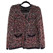 Ann Taylor Fuzzy Textured Confetti Tweed Lady Jacket - Size M