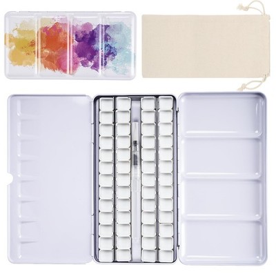 PEVART Empty Watercolor Paint Palette 52 Half Pans (Pack of 5), Colorful 