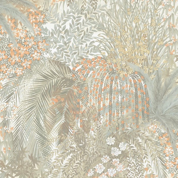 Paradise Tapete GrüN Orange Botanische Farne Blatt Floral Grandeco A82503-image