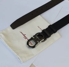 Salvatore Ferragamo Reversible and adjustable Man‘s Black Gancini belt 120cm