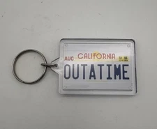 Back to the Future / Delorean / OUTATIME Plastic license plate KEY CHAIN NEW
