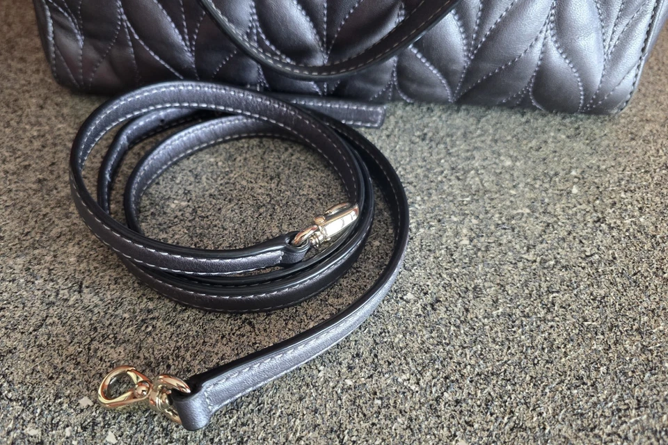 Kate Spade Briar Lane Meena Quilted Crossbody Bag Gunmetal Gray Leather Purse - Image 3 of 4