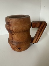 Vintage Hand Carved Wooden Cup Mug Preowned
