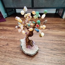 Árbol Bonsai de Cristal | Base de Amatista con Hojas Variedad de Piedra