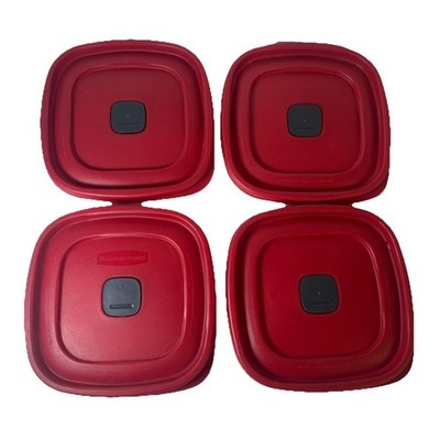Rubbermaid Easy Find Lids #2085   Red Square Vented Replacement Covers Set of 4
