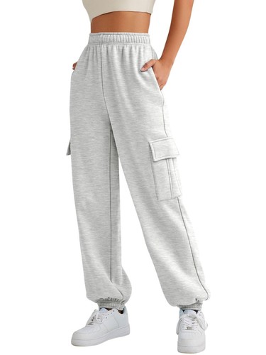Womens Cargo Sweatpants Cinch Bottom Lounge Baggy Cotton Pants Joggers High W...