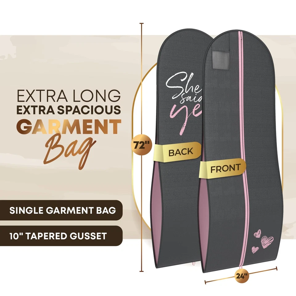Your Bags 72" Tapered Long Dress Bags for Gowns - Wedding Dress Garment Bag f... - Изображение 2 из 4
