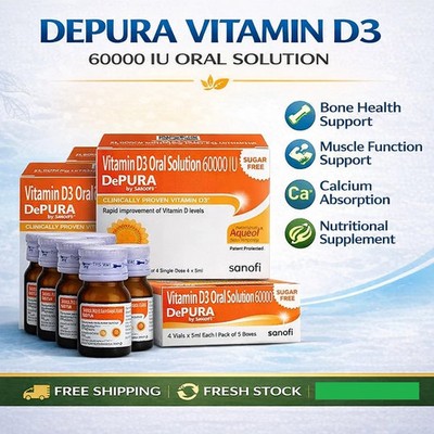 Depura Vitamin D3 60000 IU Oral Solution Sugar Free Bone Support 4 x 5ml