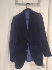 Vintage 80s St Michael Navy Blue Cotton Jacke...