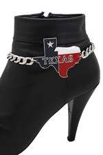 Women Silver Metal Chain Boot Bracelet Shoe Charm Anklet Texas State TX Weekend