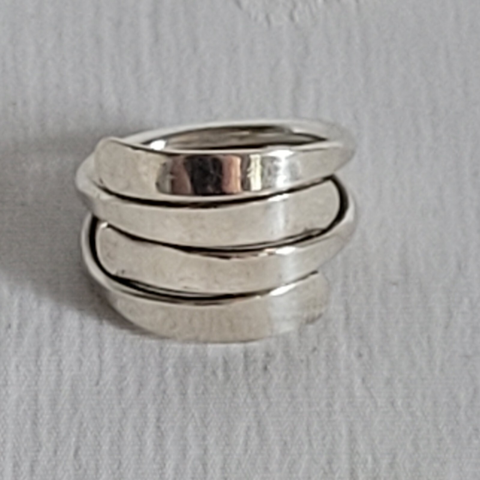 09K5 NICE SOLID SILVER MULTI RING 7.03g SIZE 58 9… - image 2