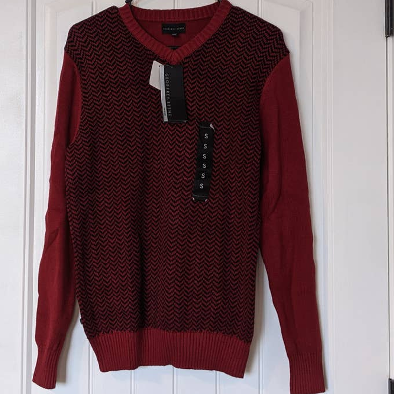 Herringbone Sweater Geoffrey Beene Red 