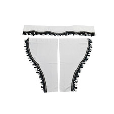 Set of 3 pcs Curtains White Plush Velvet Black Tassels for Mercedes Atego Axor