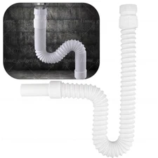 PP+PVC Flexible Pipe Sink Basin Water S-Trap Drain Hose Tube Bathroom Kitchen