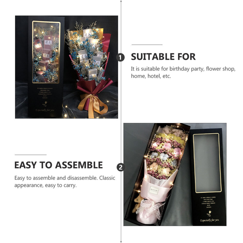 2 Pcs Wedding Anniversary Gift Flower Bouquet Holder Box Card Boxes