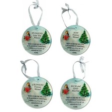 Christmas Robin Memorial Glass Hanger - Relative Choice - Remembrance Ornament