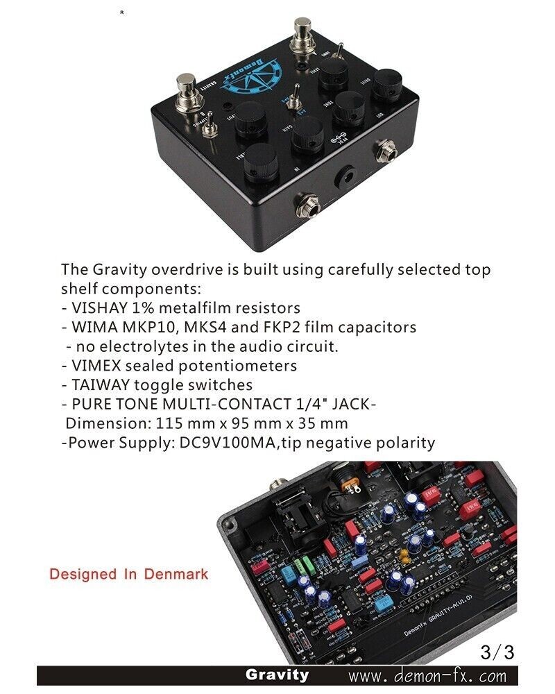 Demonfx Gravity guitar effects pedal Overdrive TS10 And K-C in one