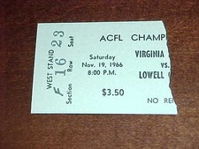 1966 Virginia Sailors v Lowell Giants ACFL Championship Football Ticket 11/19
