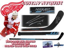 GUSTAV NYQUIST Signed 2014 WARRIOR QR1 Game Used Stick RED WINGS - w/COA