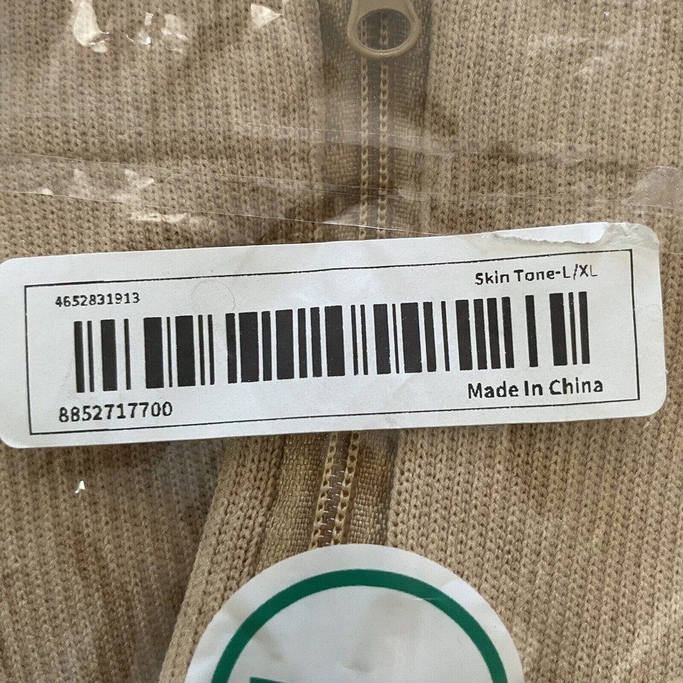 Skin Tone Compression Socks Zipper Sleeves size L/XL Open Toe Medical