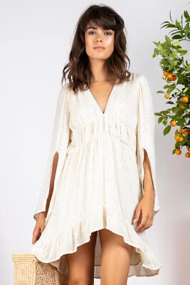 Sundress Claudia Short Dress Saint Barth Coconut White Mini Resort XS/S NWT $141