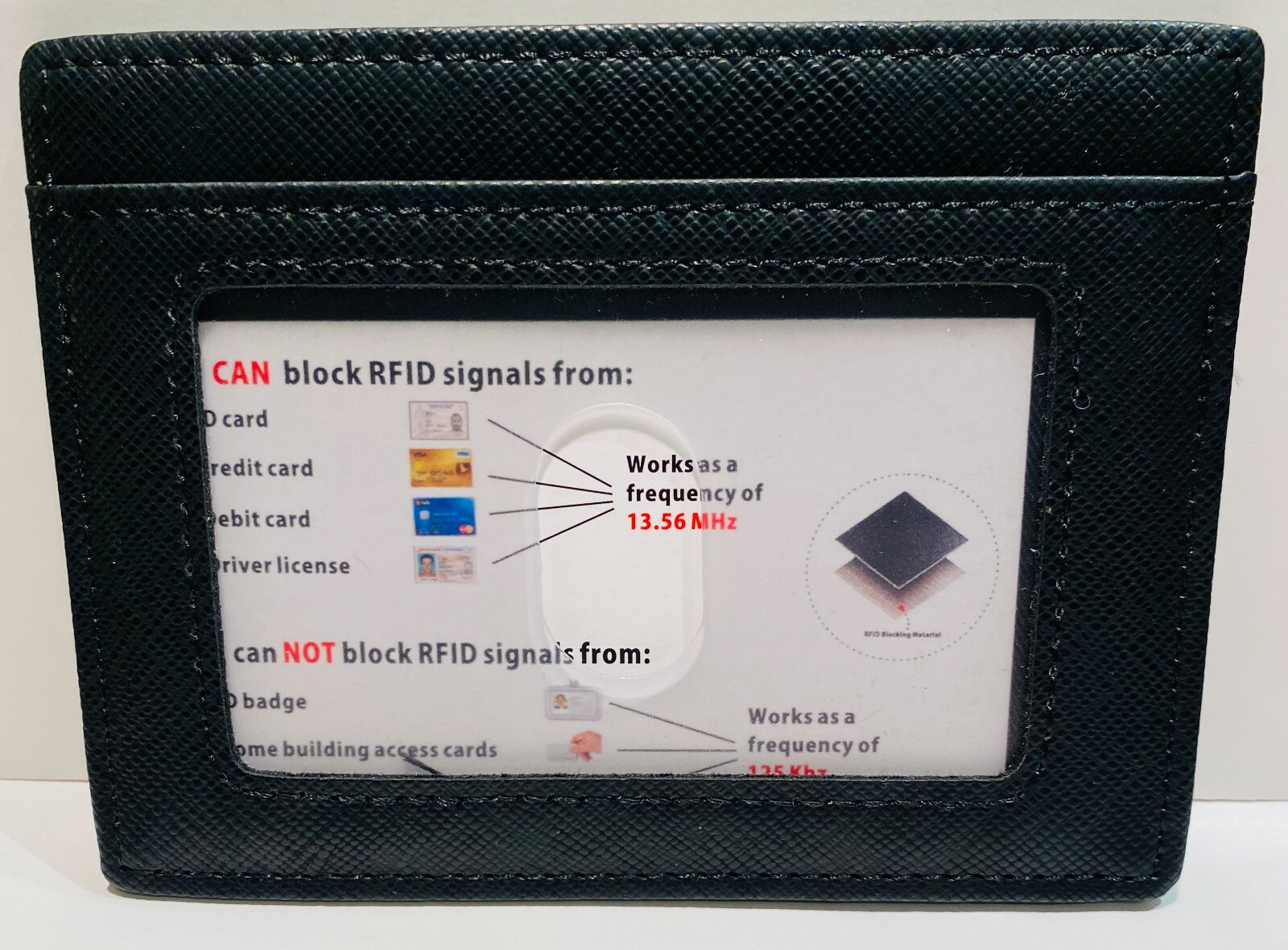 RFID Blocking Slim Credit Card Holder with ID Window - Black - New-image
