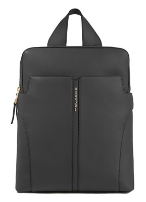 PIQUADRO Ray Leather Backpack Two Compartments Rucksack Rucksack Black schwarz