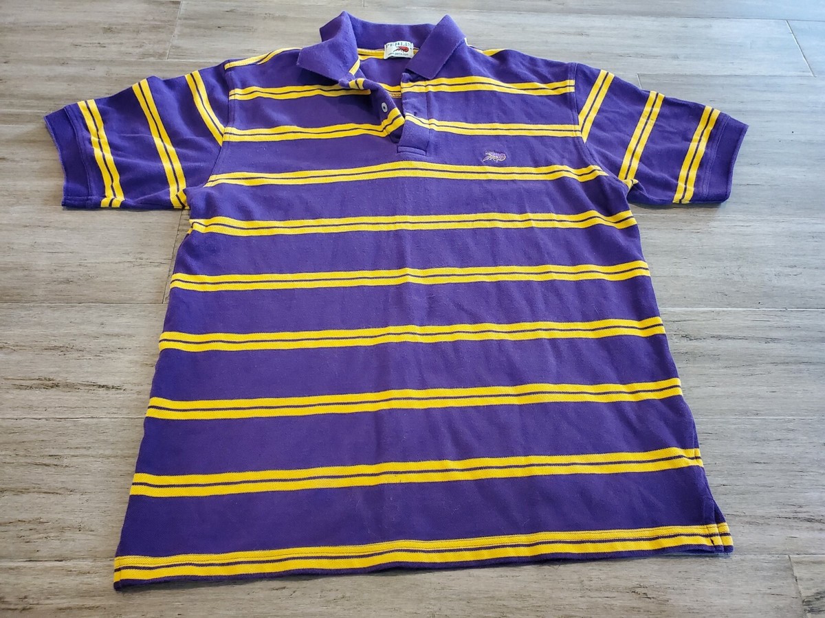 Vtg Perlis rugby purple gold Crawfish Logo Short Sleeve Polo Shirt