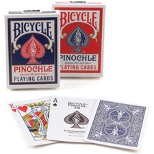 2 Decks - Bicycle Pinochle Special 48-Card Decks Blue & Red Playing Cards - NEW