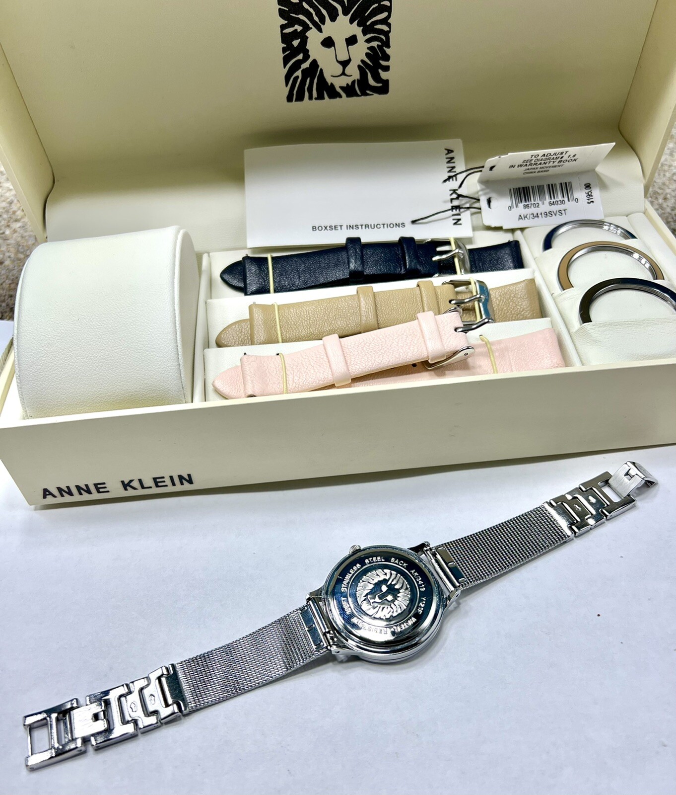 Anne Klein Swarovski Crystal Accented Watch with Interchangeable Bezel / Straps