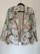 Vtg Bedford Fair Multicolor Pastel Floral Print One Button Blazer Jacket
