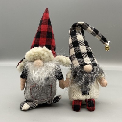 Mud Pie Christmas Ghomes 6  Set of 2 Plaid Rustic Decor red black