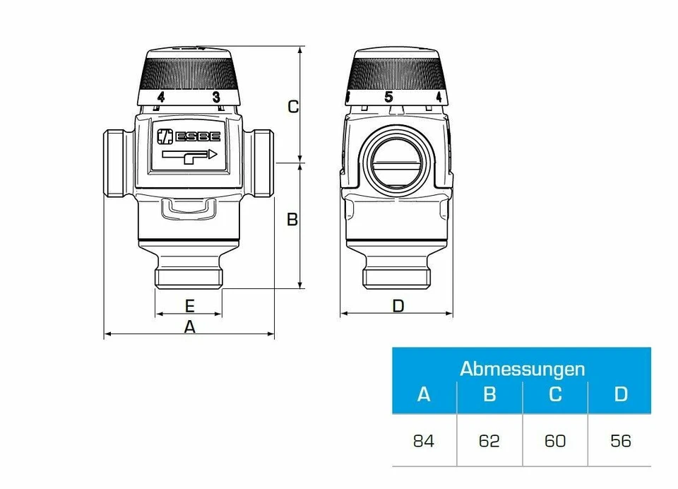 ESBE VTA372 Mischventil 20-55 o. 30-70°C Mischautomat Thermomischer DN25 / 1" AG - Bild 2 von 4