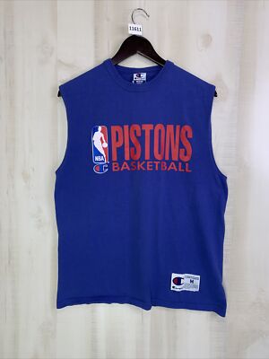 Vintage 90s Champion Detroit Pistons Basketball Medium Blue Tank