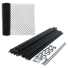 ALEKO DIY Chain Link Steel Fence 4X50 ft 9.5 AWG PVC Coated Complete  Kit Black